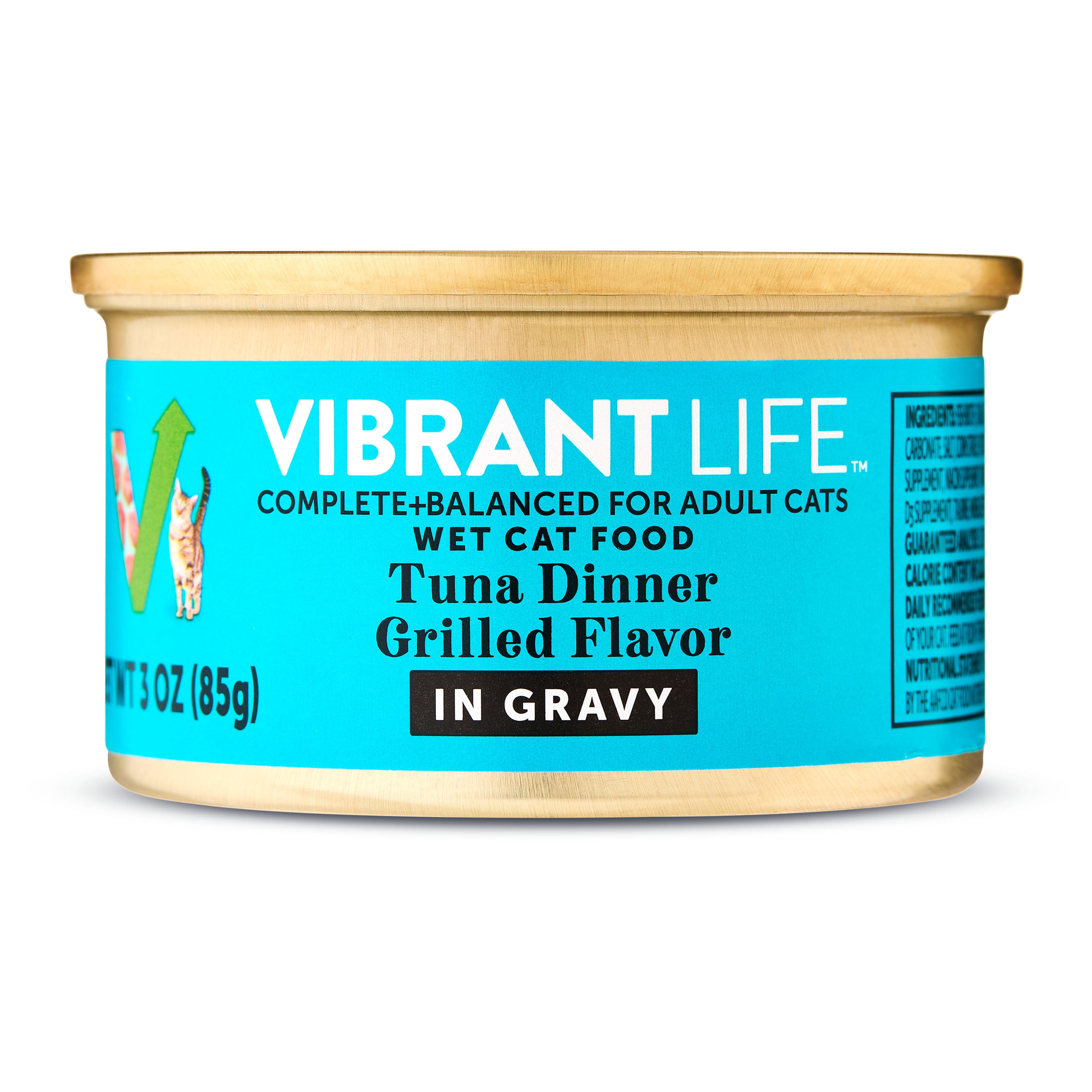 (12 pack) Vibrant Life Tuna Dinner Grilled Cuts in Gravy Wet Cat Food, 3 oz Can