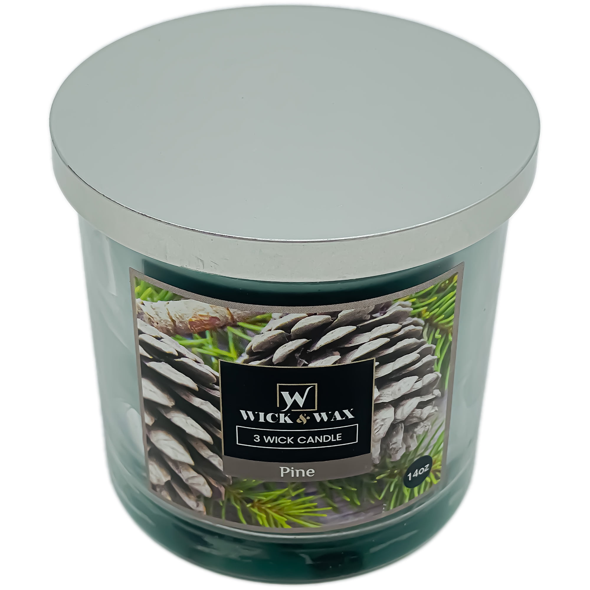VeZee's 3 Wick 14 oz Pine Scented Jar Candles by Wick & Wax, Lift your spirits with the refreshing, pleasant fragrance:1 Case/ 6 Jars