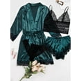 thumbnail image 1 of Classic Sexy 4pack Floral Lace Lingerie Set With Satin Belted Robe, 1 of 4