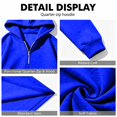 thumbnail image 5 of Men's Quarter Zip Hoodie Oversized Pullover Sweatshirt, Drawstring Hood Long Sleeve Athletic Workout Outdoor Casual Hooded Top Blue L, 5 of 8
