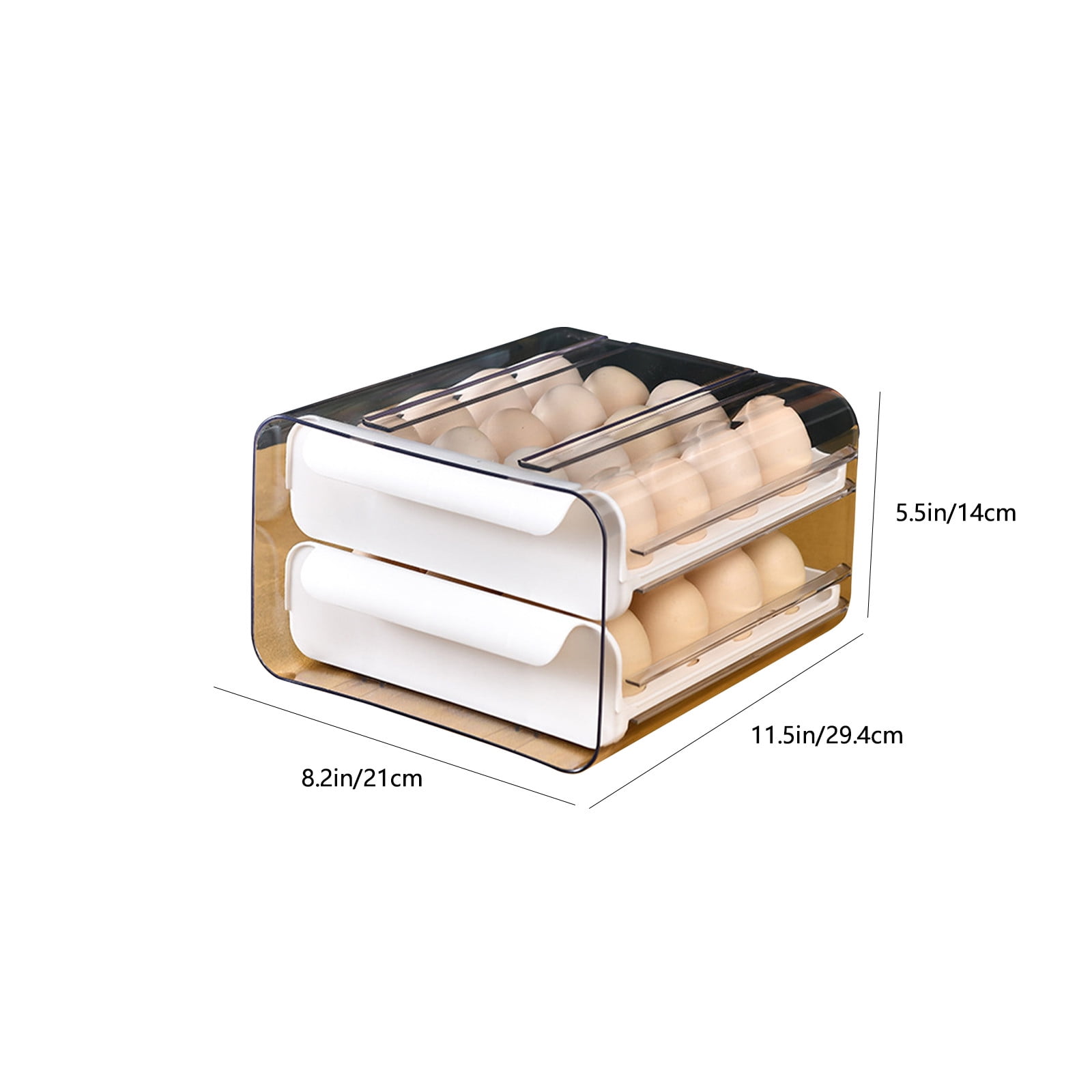 Deeceymbur Stackable Eggs Holder for Fridge Refrigerator Eggs Storage Drawer-Type Eggs Storage Box Eggs Organizer Kitchen Thickened Large-Capacity Eggs Tray