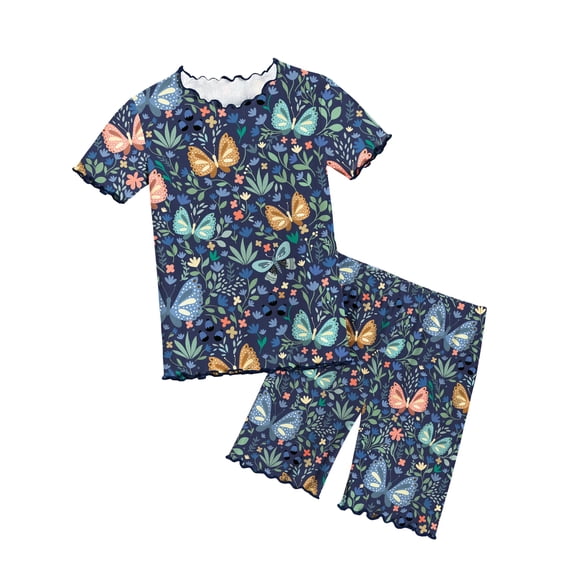 Arshiner Girls Pajamas Loungewear Snug Fit Pjs Set Kids Sleepwear | Cute and Comfy Pajamas for Girls & Kids, Soft Pjs Tops and Elastic Waist Shorts 2-12Y