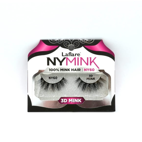 Laflare Pestañas de visón 3D NY pestañas de pelo de visón real, maquillaje de lujo, luz natural, variedad de moda, reutilizables, pestañas de pelo de visón real de varias capas (NY60)