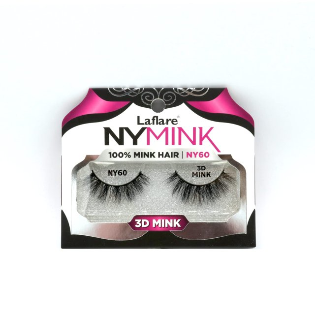 Laflare Pestañas de visón 3D NY pestañas de pelo de visón real, maquillaje de lujo, luz natural, variedad de moda, reutilizables, pestañas de pelo de visón real de varias capas (NY60)