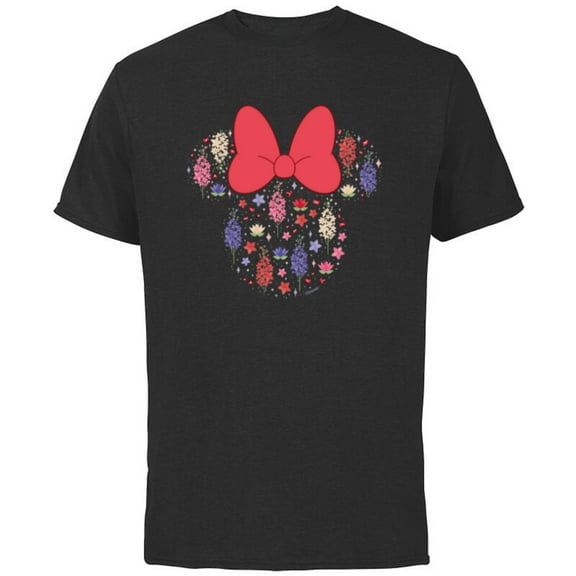 Disney Minnie Mouse July Birth Month Birthstone & Flowers - Short Sleeve Cotton T-Shirt for Adults - Customized-Black