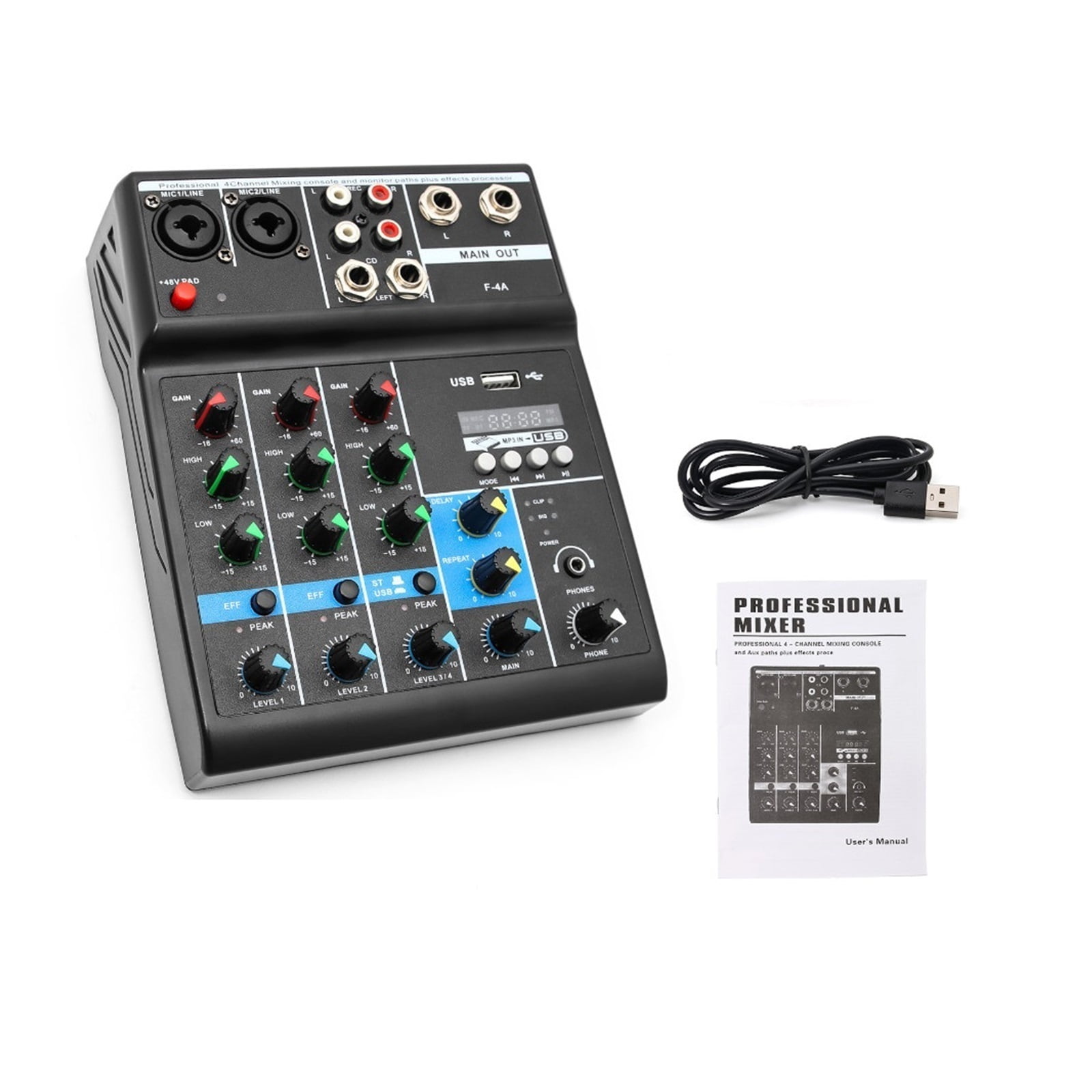HD A4 A5 Sound Card Mixing Console Mixer Professional Audio 4 5 Channel Sound Mixer For Live Streaming DJ Audio Equipment ,Easy to Operate