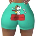 thumbnail image 3 of Pantalones cortos de ciclismo para entrenamiento de voleibol con paisaje de Van Gogh personalizado de Snoopy y Charlie Brown Pantalones cortos de yoga para gimnasio de Peanuts para mujer, 3 of 5