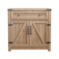 thumbnail image 7 of Greenpod Modern Farmhouse Double Barn Door Accent Cabinet, Coffee Bar Cabinet, Buffet Sideboard with Drawer and Adjustable Shelf for Kitchen, Dining Room, Bathroom, Entryway, Tobacco Wood, 7 of 7