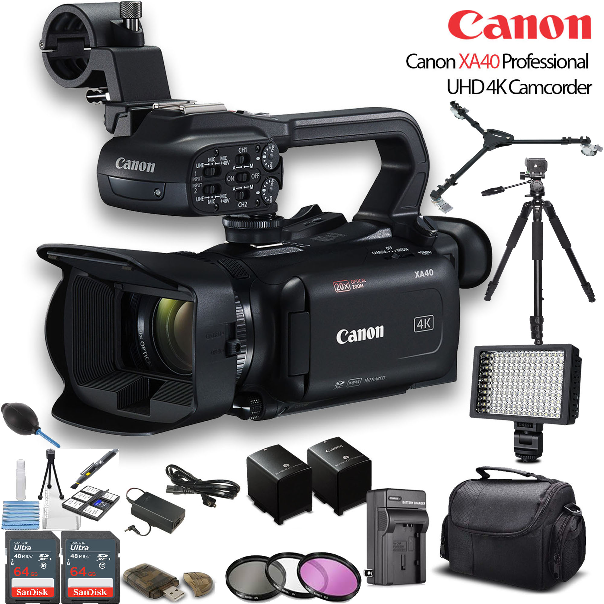 Canon XA40 Professional UHD 4K Camcorder with Sandisk 128GB Deluxe Bundle Walmart Canada