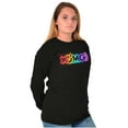 thumbnail image 3 of XOMG POP Rainbow Neon Glow Sign Logo Women's Long Sleeve T Shirt Brisco Brands S, 3 of 6