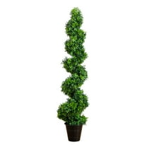 Nearly Natural 5ft. UV Resistant Boxwood Spiral Topiary Artificial Tree in Decorative Planter (Indoor/Outdoor)