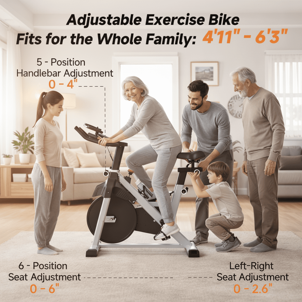 USLIM Home Magnetic Stationary Bike, Quiet Exercise Bike with Silent Belt-Drive System, Brake Pad, Comfort Seat, 330 lb Capacity, Gray