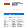 thumbnail image 2 of Right Turn Signal Assembly - Compatible with 1995 - 1997 Toyota Tacoma Base RWD 1996, 2 of 2