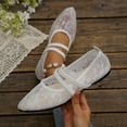 thumbnail image 7 of Womens Woven Ballet Flats with Bow Round Toe Slip on Mary Jane Flats Ladies Fashion Elastic Strap Ballerina Shoes White 9, 7 of 7