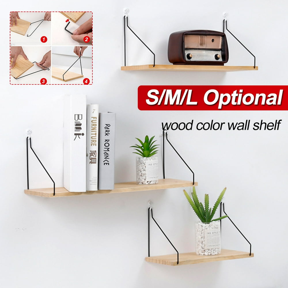 Metal & Wood Wall Shelf Grid Wall Shelf Hanging Adjustable Wall Industrial Modern Mounted