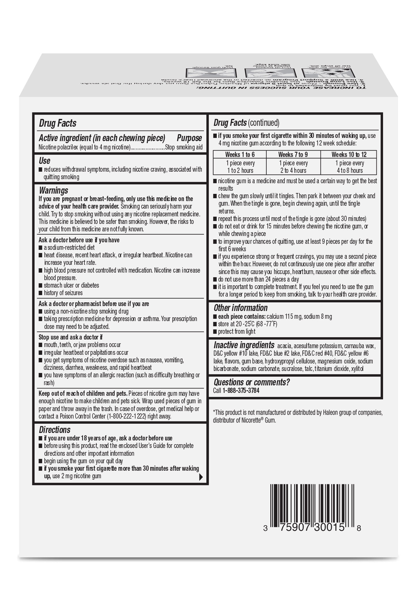 Habitrol Nicotine Gum 4mg Fruit Flavor 150 Count Nicotine Cessation Aid