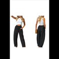 thumbnail image 3 of Pantalones de Verano para Mujer, Estilo Palazzo, Holgados, de Cintura Alta, Estampados, para Vacaciones en la Playa Negro XXL, 3 of 8