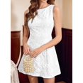thumbnail image 3 of Jaimenalin Women Sleeveless Tank Dress Round Neck Casual Jacquard Smock Summer Mini Dresses White M, 3 of 6