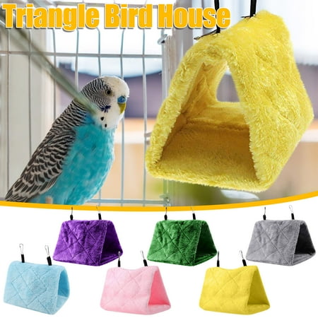 Jacenvly Pet Health And Wellness Products Winter Warm Bird House Plush Bird Hanging Cave Happy Hut Bird Parrot Gray
