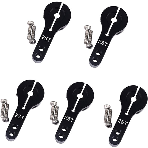 25T Aluminio Servo Cuerno Servo Cuerno Brazos Metal Aluminio Doble Sujeción Brazo Alto Torque Servos Motores Partes RC Coche Avión Barco Dientes Medio Aluminio Servo Cuerno Brazo 5PCS brillar Hogar