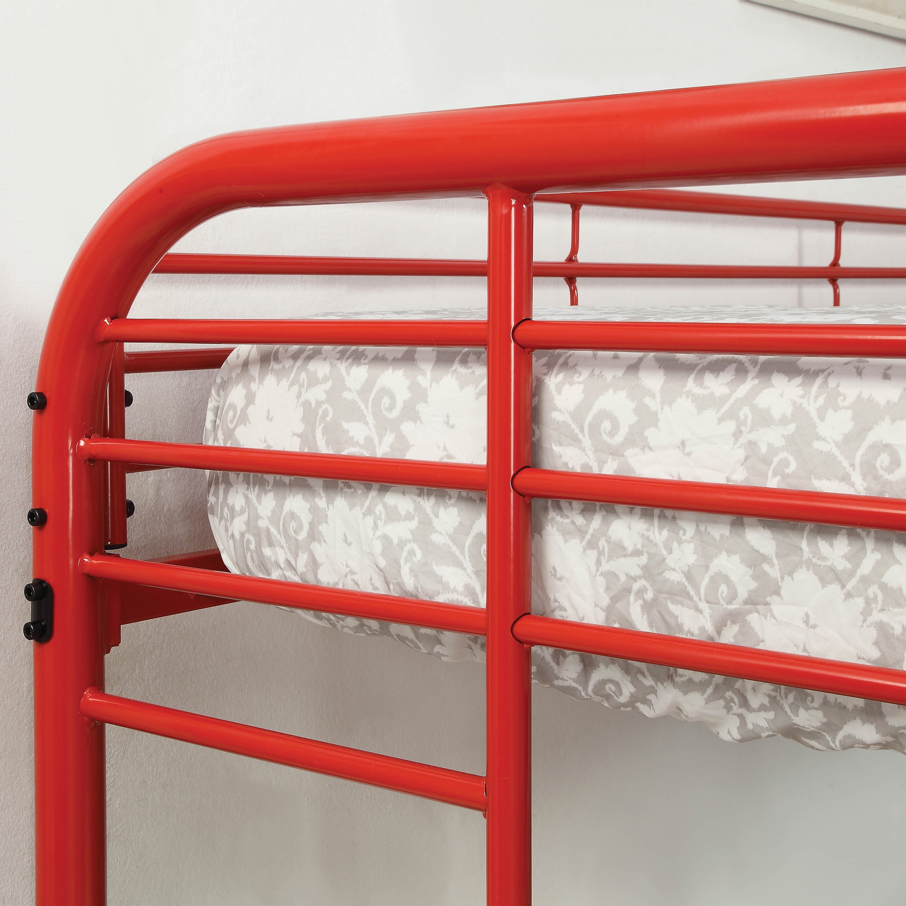 Furniture of America Wade Transitional Metal Bunk Bed, Twin/Full, Red
