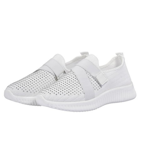 

Julam Casual Shoes for Women - Rhinestone Casual Trainers - Breathable Slip On Sneakers Flat Bottom Indoor Outdoor Walking Shoes