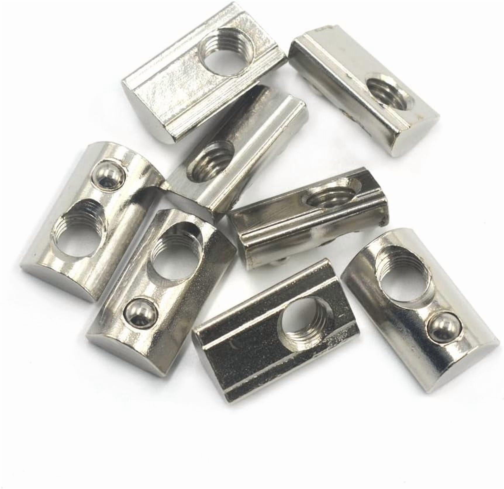 100PCS Roll-in Spring M8 T-Nuts Carbon Steel Profile T-Slot Nuts Ball Nut 8 fit for European Standard 4040 and 4080 Series Aluminum Profiles 8 mm Grooves