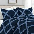 thumbnail image 2 of 1 Piece Luxury Two Tone Diamond Ruffle Pattern Comforter Super Soft, All Season 800 Thread Count, 100% Egyptian Cotton, King/California King Size Medium Blue-Navy Color, 2 of 4