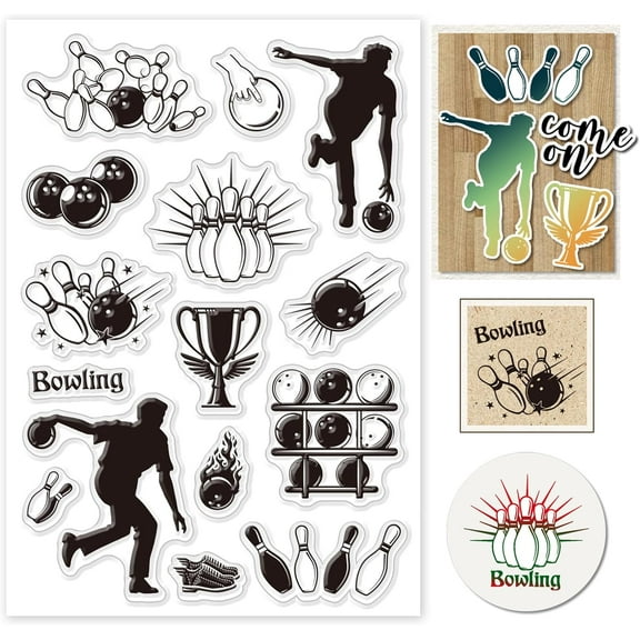 Bowling Sport Clear Stamps for DIY Cards Making Sports Trophy Clear Stamp Seals Transparent Stamps for DIY DIY Scrapbooking Photo Album Journal Home Decoration