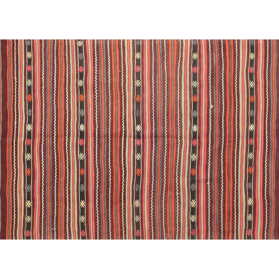 Ahgly Company Machine Washable Indoor Rectangle Contemporary Orange Salmon Pink Area Rugs, 5' x 8'