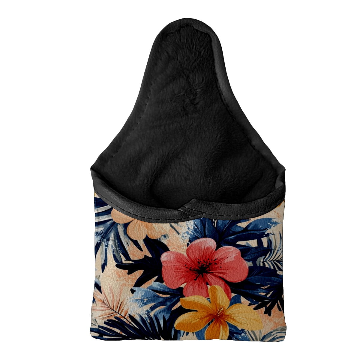 Golf Mallet Putter Cover Premium Leather Waterproof Golf Putter Head Cover with Magnetic Closure Tropical Leaves