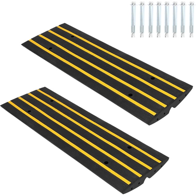 2Pack 110000 Lbs 4FT Rubber Driveway Ramp 2.4 In Rise Heavy Duty Curb Ramp for Garage Sidewalk Cars Trucks and Wheelchairs