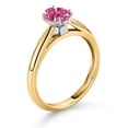 thumbnail image 3 of Gem Stone King 10K Yellow Gold Pink Zirconia Solitaire Engagement Ring for Women (0.76 Cttw, Oval 7X5MM, Gemstone Birthstone, Size 7), 3 of 4