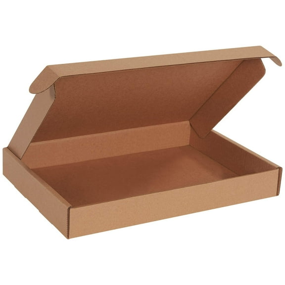 BOX USA Deluxe Literature Cardboard Mailers, 15 1/8 x 11 1/8 x 2 Inches, Corrugated Die-Cut Shipping Boxes, Large Brown Kraft Mailing Boxes Pack of 50