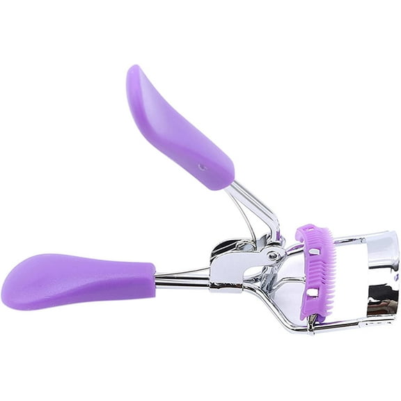 Stainless Steel Eyelash Curler With Built-In Comb Pinch Pain-Free Suitable for Any Eye Shapes and Size (3 Size), Purple, 11*8cm