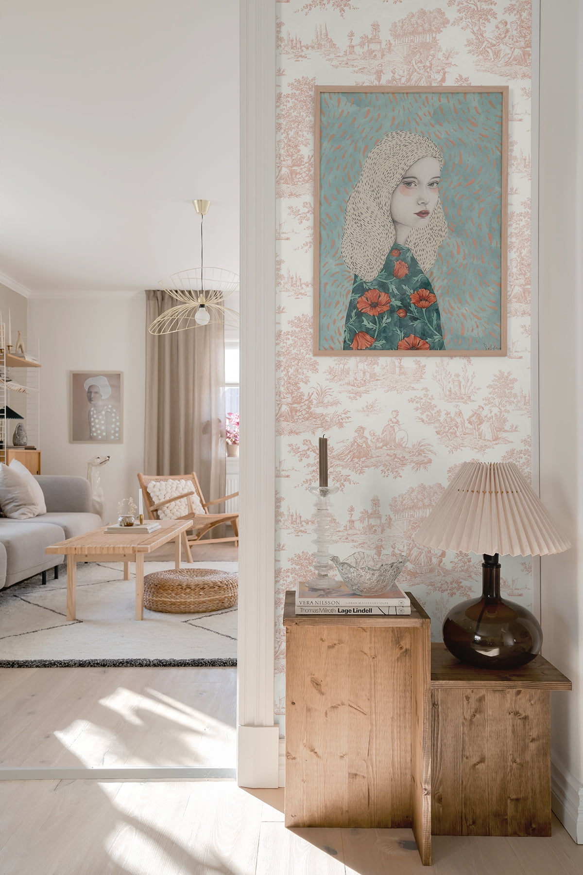 NextWall Blush Chateau Toile Peel and Stick Wallpaper