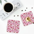 thumbnail image 4 of Lsque Strawberry Popsicle Pattern 4" Drink Coasters Set of 4, PVC Leather Absorbent Coasters, Table Coaster Set Decorative Coffee Cup Coasters Housewarming Gift -Square, 4 of 6