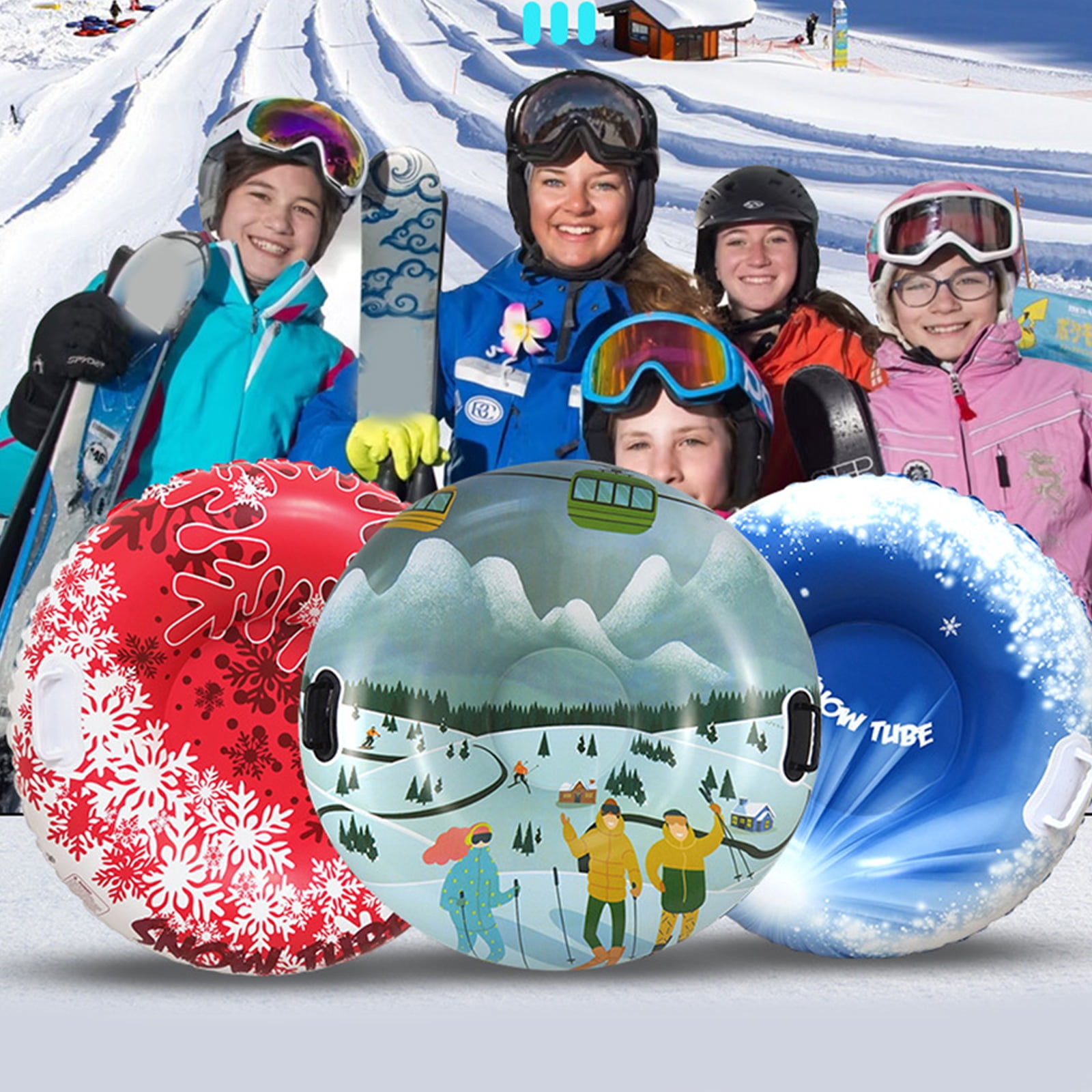 Folding Inflatable Snow Tube Sled with Handles Thicken PVC Snow Tubing Winter Snow Tube Winter Outdoor Sports Toy