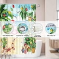 thumbnail image 3 of 72" x 72" Pink Christmas Flamingo Shower Curtain Set with Hooks Tropical Beach Themed Funny Summer Xmas New Year Holiday Home Farmhouse Bathroom Bathtubs Decor Washable Durable Fabric, 3 of 5