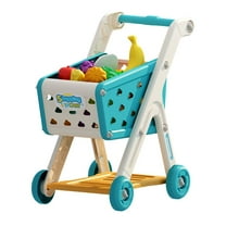 26pcs Kids Shopping Cart Trolley Play Set with Pretend Food and Accessories, Perfect Birthday Gifts for Ages 3  Pretend Play and Role-Playing Games