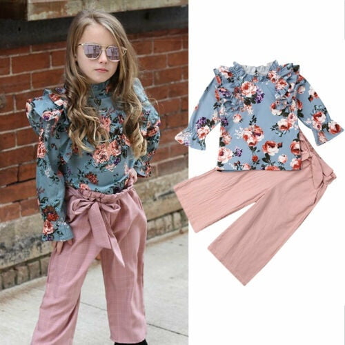 Boutique Girl Clothes 2019 Toddler Baby Girls Fly Sleeve Floral