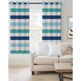 thumbnail image 2 of Blue Teal Striped Blackout Curtains, Light Blocking Print Window Curtains, Farmhouse Stripes Simple Art Thermal Insulated Window Drapes for Living Room Kitchen Cafe 2 Panels, 55"W x 39"L, 2 of 9