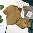 thumbnail image 4 of Satin Pajamas Sets Women's Short Sleeve Sleepwear Soft Silk Button Down Loungewear Two Piece Pjs Shorts Set S-XL Womens Clothes, 4 of 7