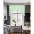 thumbnail image 3 of Green Grid Swag Valances for Windows, Small Curtains Drapes, Checkered Plaid Gingham Lattice Trellis Print Kitchen Window Curtains Over Sink Window Treatment Valance for Bedroom/Bathroom 56"x36", 3 of 5