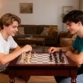 thumbnail image 6 of GSE Games & Sports Expert Deluxe Wood 3-in-1 Chess Checkers Backgammon and Coffee Table for Family Board Games (Cherry), 6 of 7