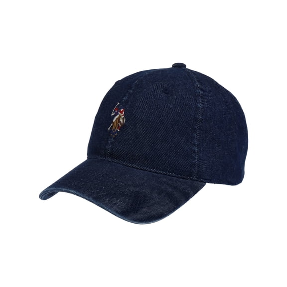 U.S. Polo Assn. Double Horseman Embroidered Dad Hat, Dark Denim, One Size