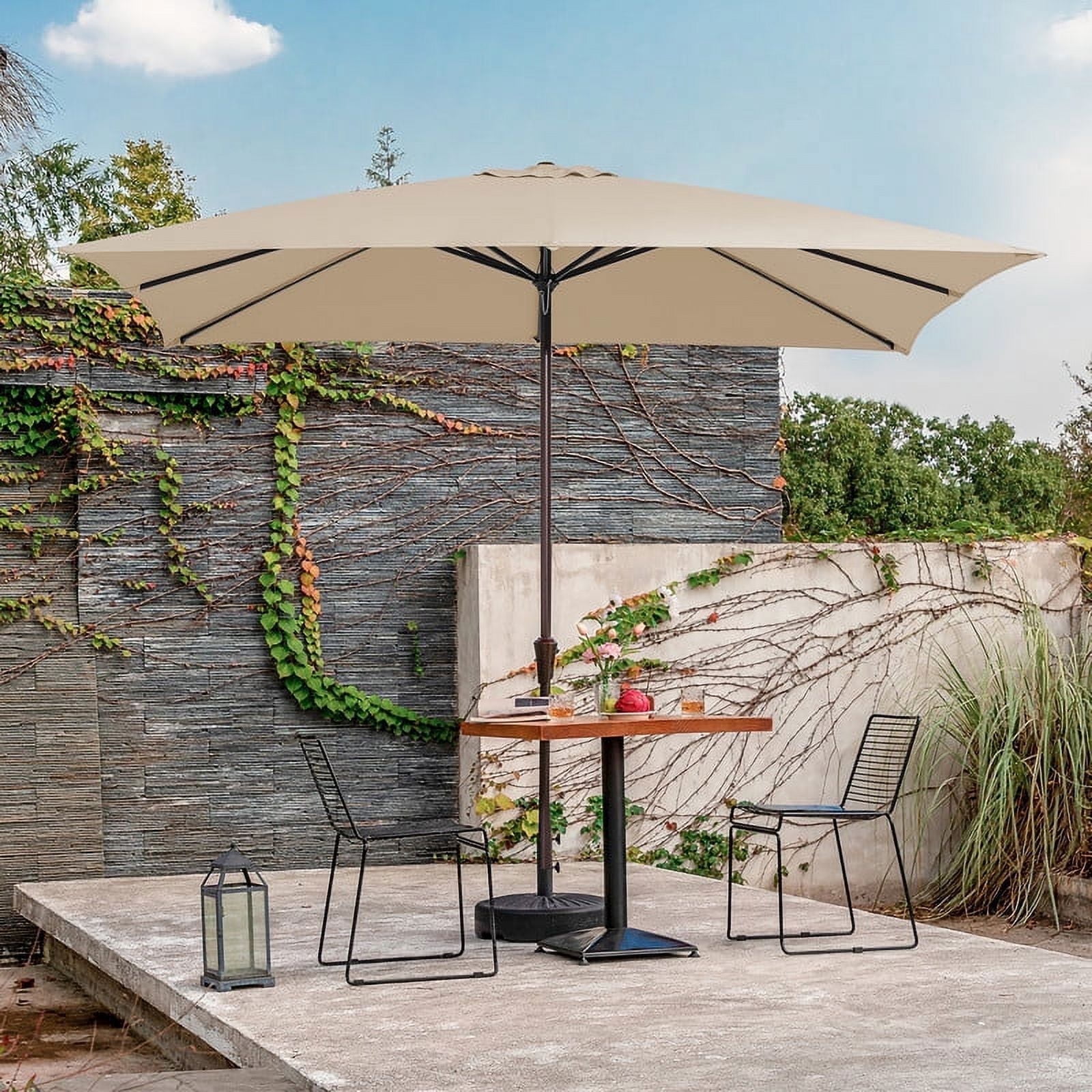 cream rectangular patio umbrella JUSTLET 8'x10' Patio Umbrella, Beige, Outdoor Rectangular Umbrella for Deck  and Garden