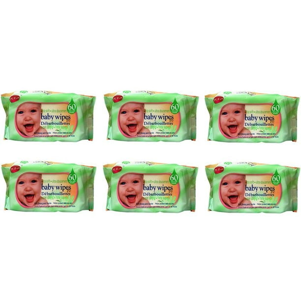 Lingettes Ultra Douces pour Bébé 60 en 1 Pack (Pack de 6) de Purest