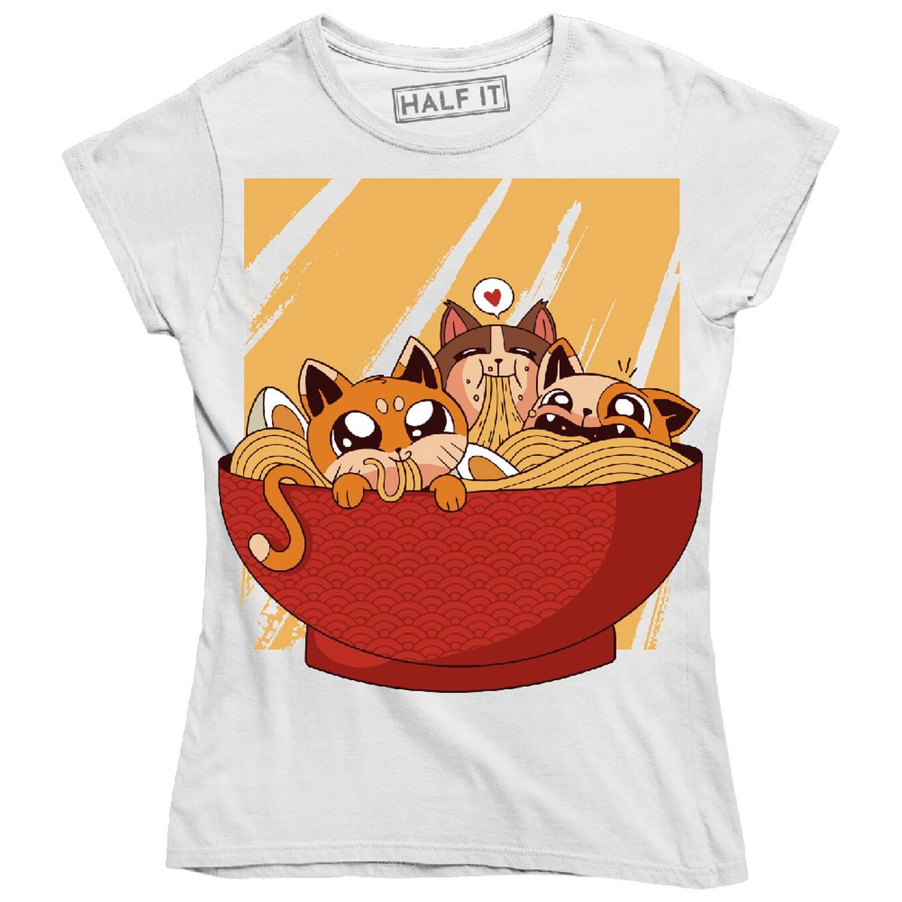 Funny Cute Animal Cat Cats On A Ramen Bowl Food Lover Women's T-Shirt -  