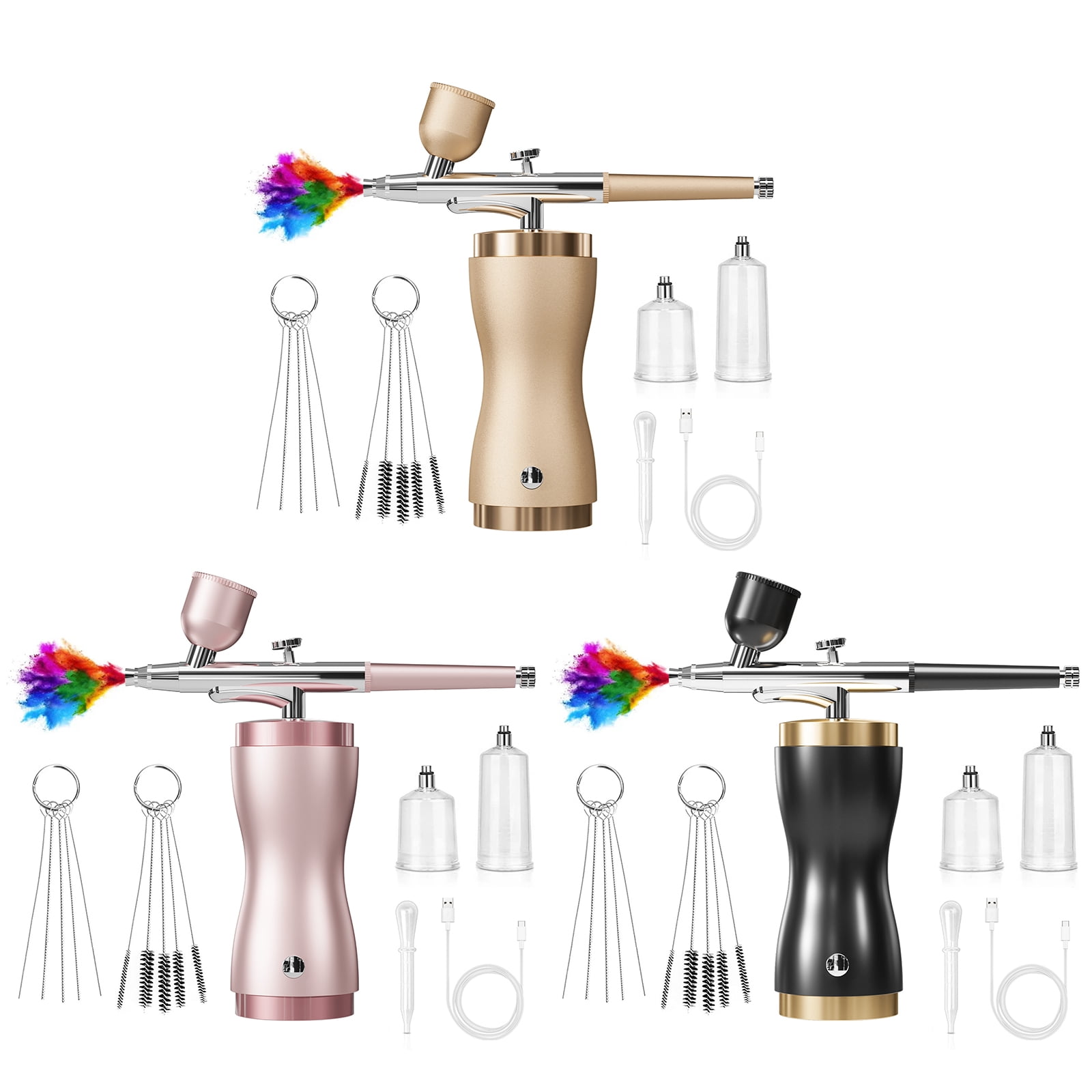 Ergonomic Electric Airbrushing Guns For Detailed Artwork & Model Painting Features Adjustable Sprayer Pattern Metal Body